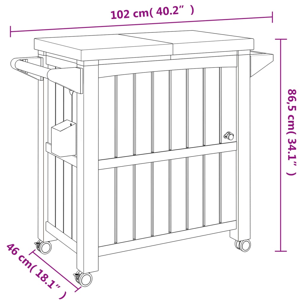 vidaXL Serveerwagen 3-in-1 polypropeen zwart