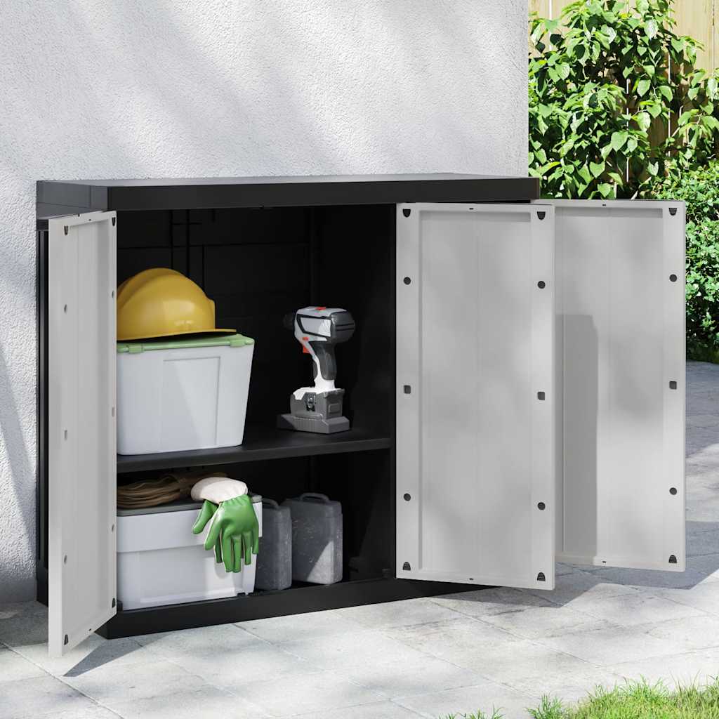 vidaXL Tuinkast 65x37x85 cm polypropeen grijs en zwart