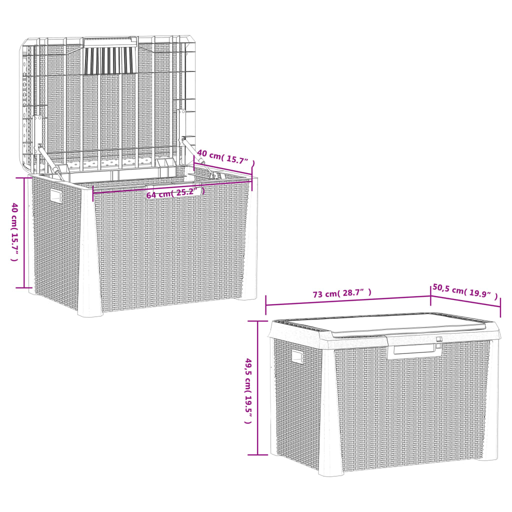 vidaXL Garden Storage Box 125 L Polypropylene Anthracite