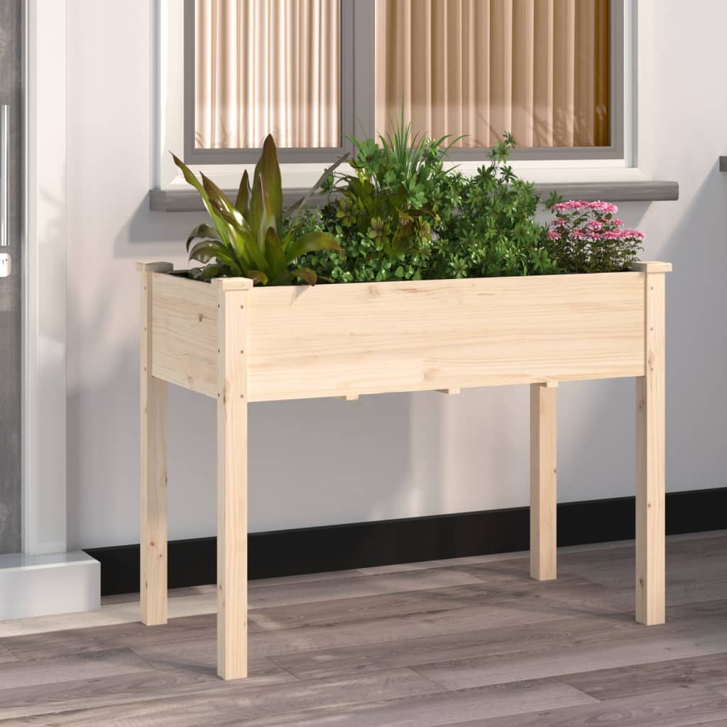 vidaXL Plantenbak op wieltjes 71x37x80 cm massief vurenhout