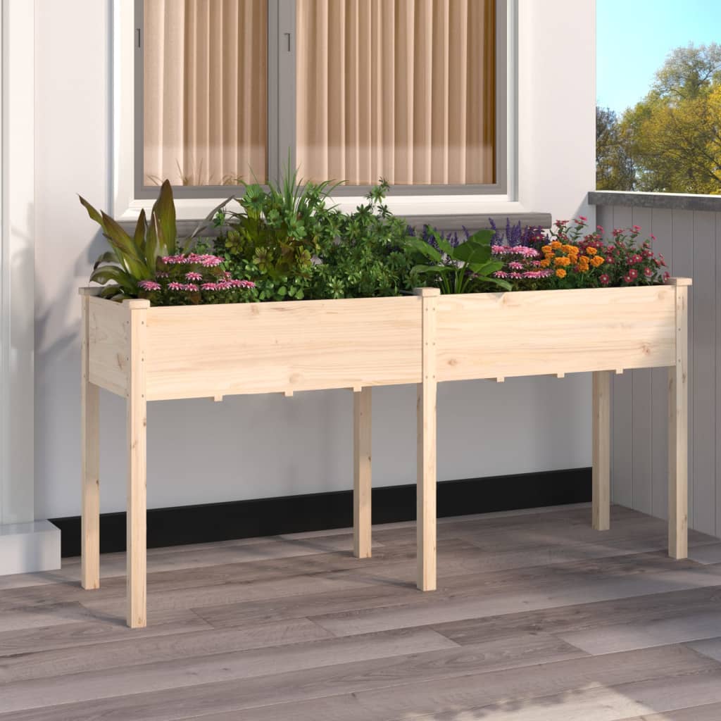 vidaXL Plantenbak op wieltjes 71x37x80 cm massief vurenhout