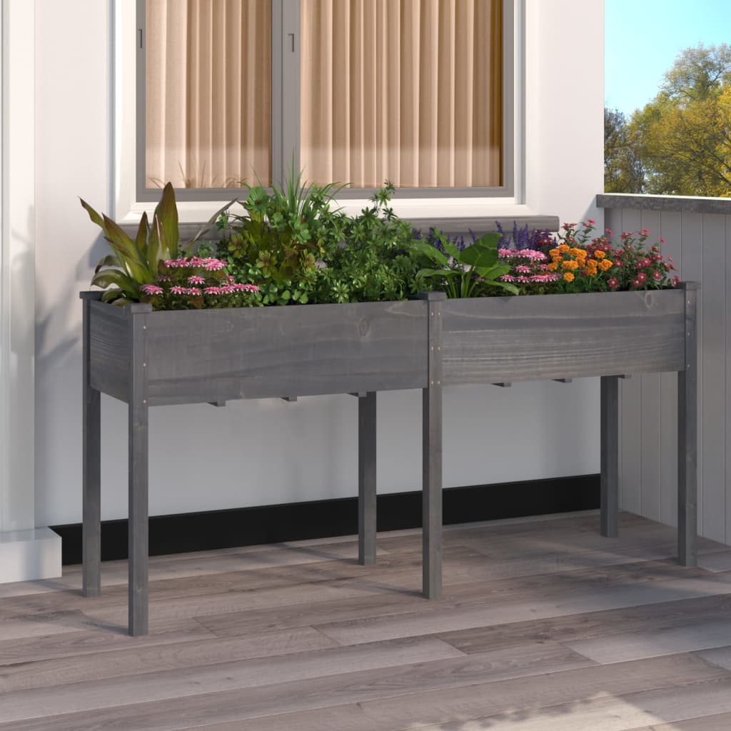 vidaXL Plantenbak op wieltjes 71x37x80 cm massief vurenhout
