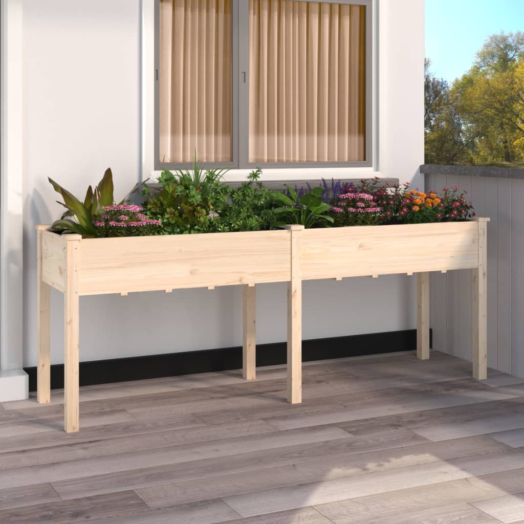 vidaXL Plantenbak op wieltjes 71x37x80 cm massief vurenhout
