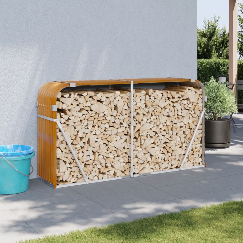 vidaXL Haardhoutopslag 40x45x170 cm gegalvaniseerd staal groen