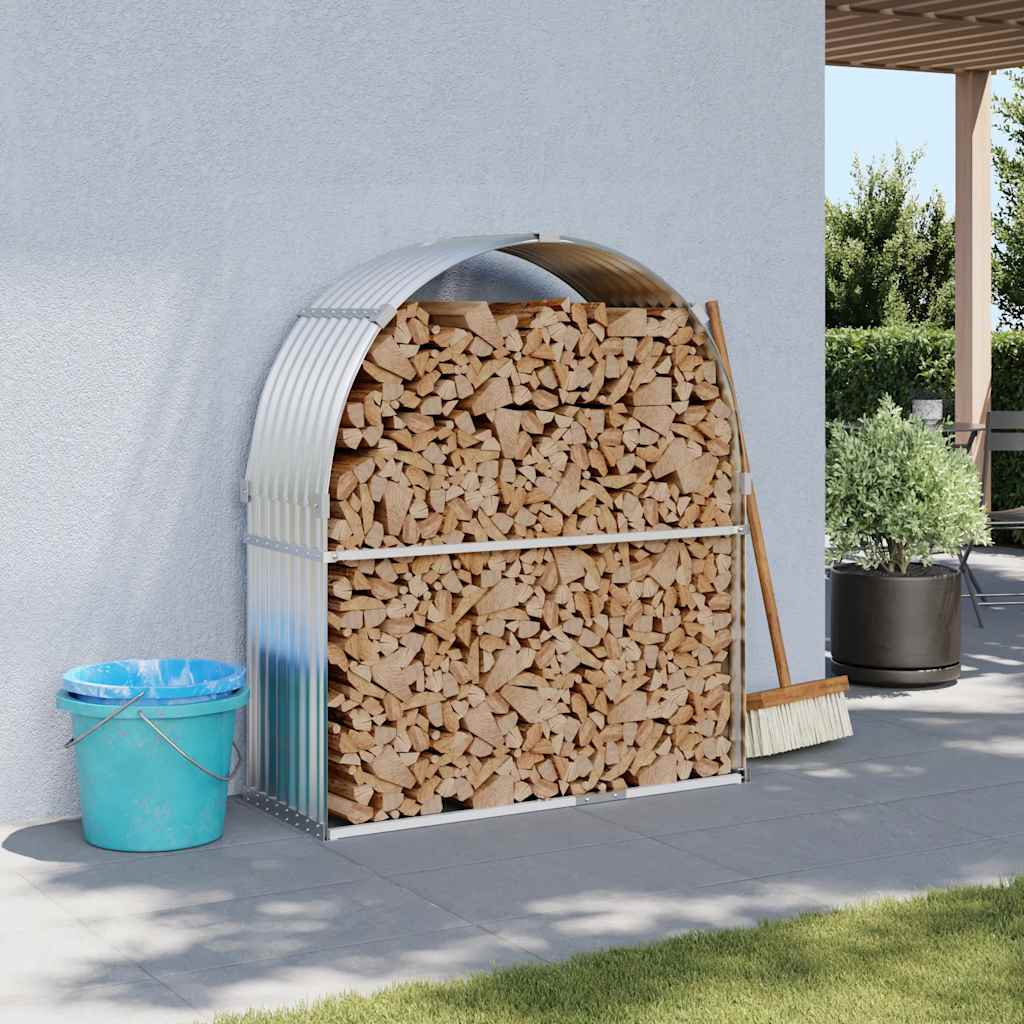vidaXL Haardhoutopslag 40x45x170 cm gegalvaniseerd staal groen
