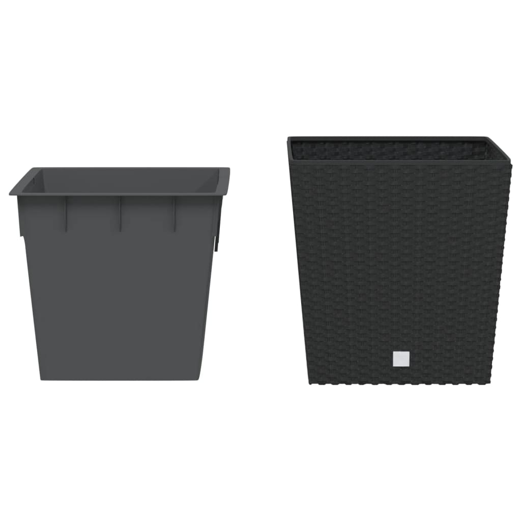 vidaXL Planter with removable pot rattan-look 21/32 L PP brown