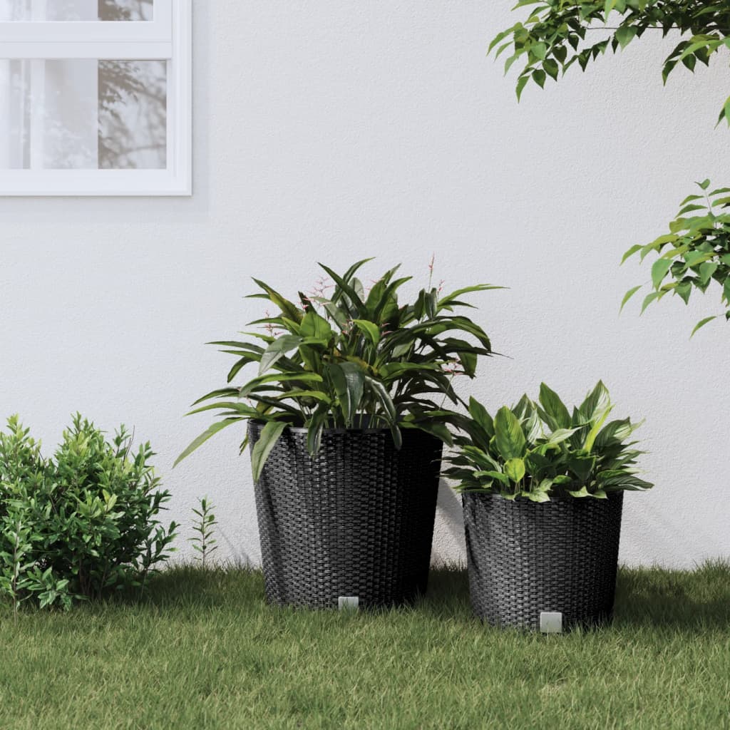 vidaXL Plantenbak met uitneembare bak rattan-look 15/15,3 L PP wit