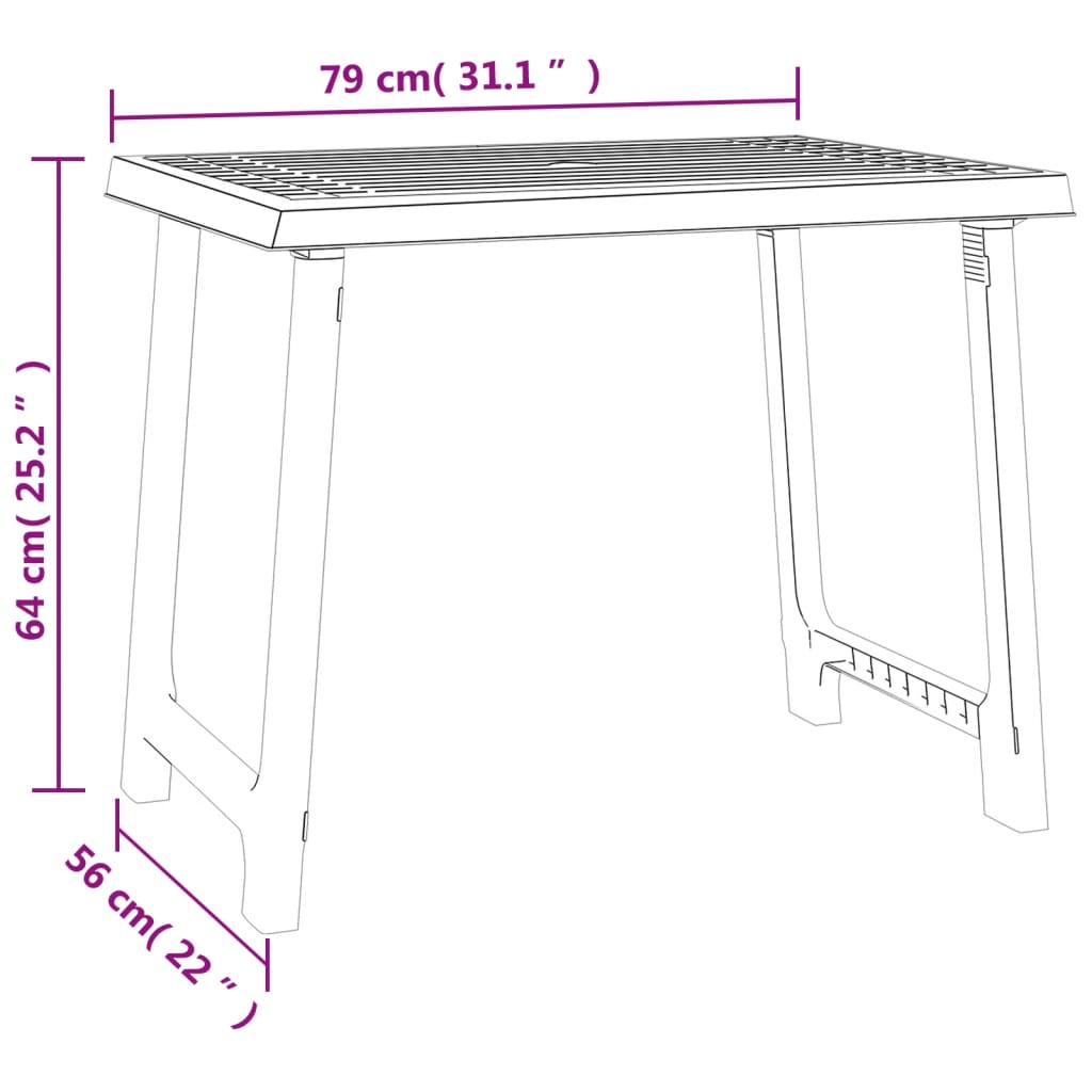 vidaXL Campingtafel hout-look 79x56x64 cm PP antracietkleurig