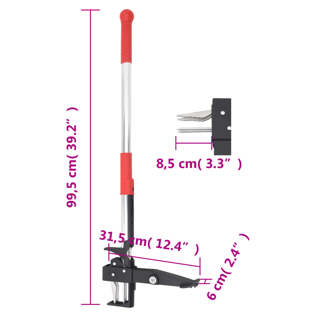 vidaXL Onkruidsteker 93,5 cm gepoedercoat staal rood en grijs