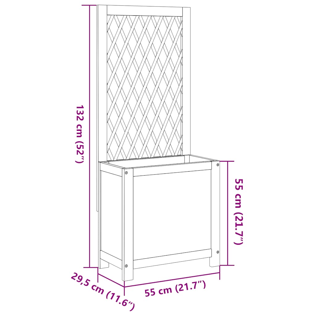 vidaXL Plantenbak met latwerk 55x29,5x132 cm massief acaciahout