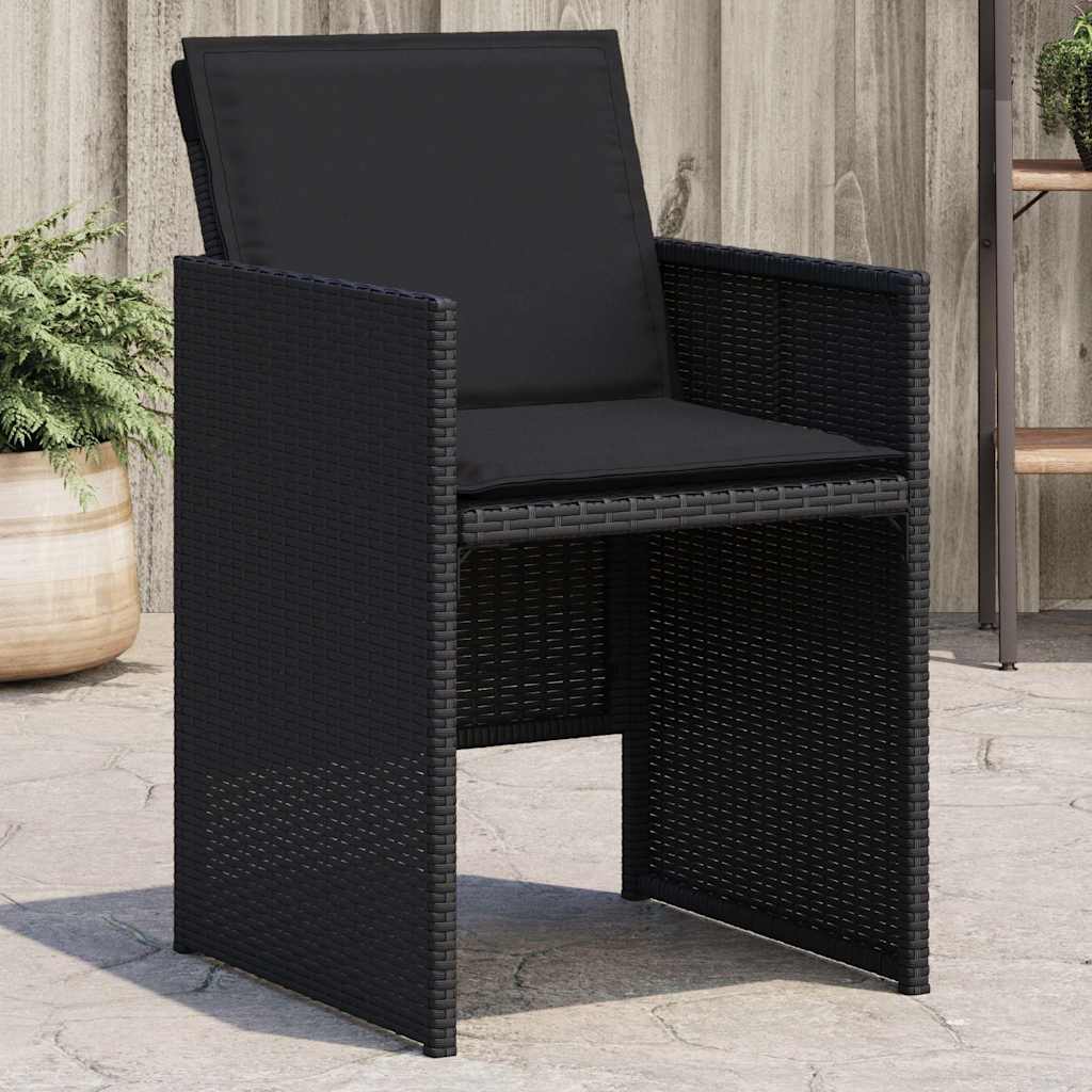 vidaXL Garden Chairs 4 pcs with Cushions Poly Rattan Black