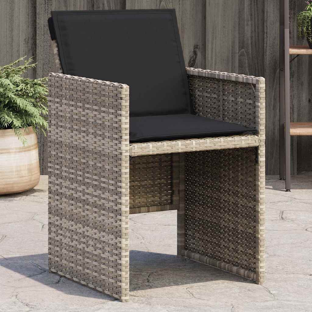 vidaXL Garden Chairs 4 pcs with Cushions Poly Rattan Black