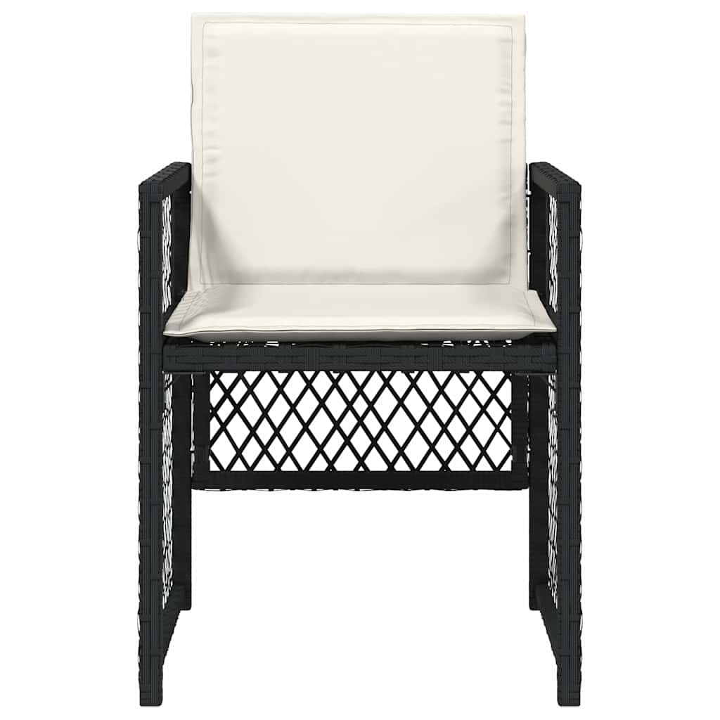 vidaXL Garden Chairs 4 pcs with cushions poly rattan black