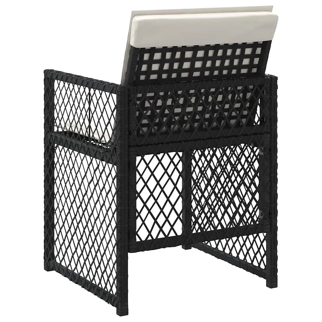 vidaXL Garden Chairs 4 pcs with cushions poly rattan black