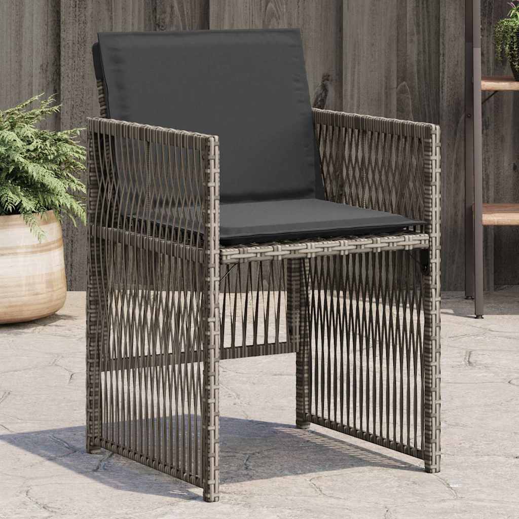 vidaXL Tuinstoelen 4 st met kussens poly rattan zwart