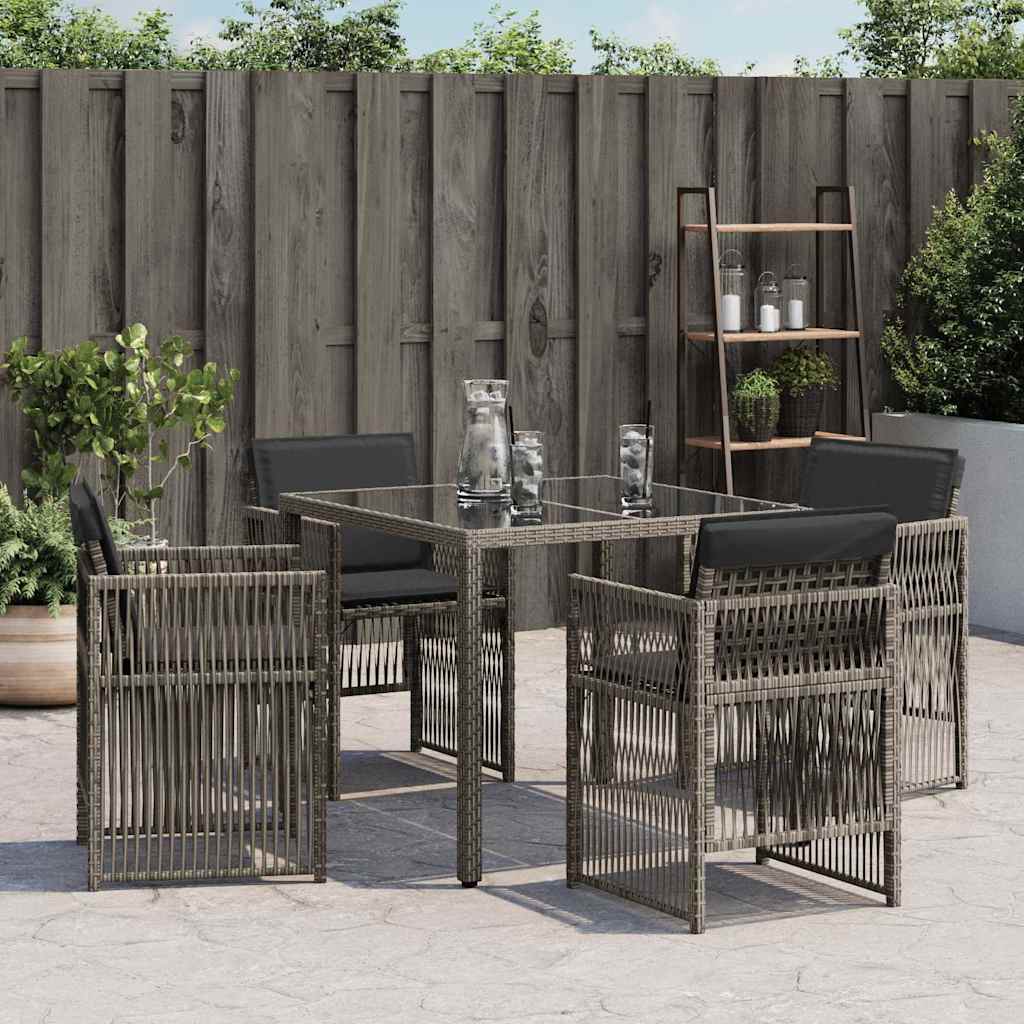 vidaXL Tuinstoelen 4 st met kussens poly rattan zwart