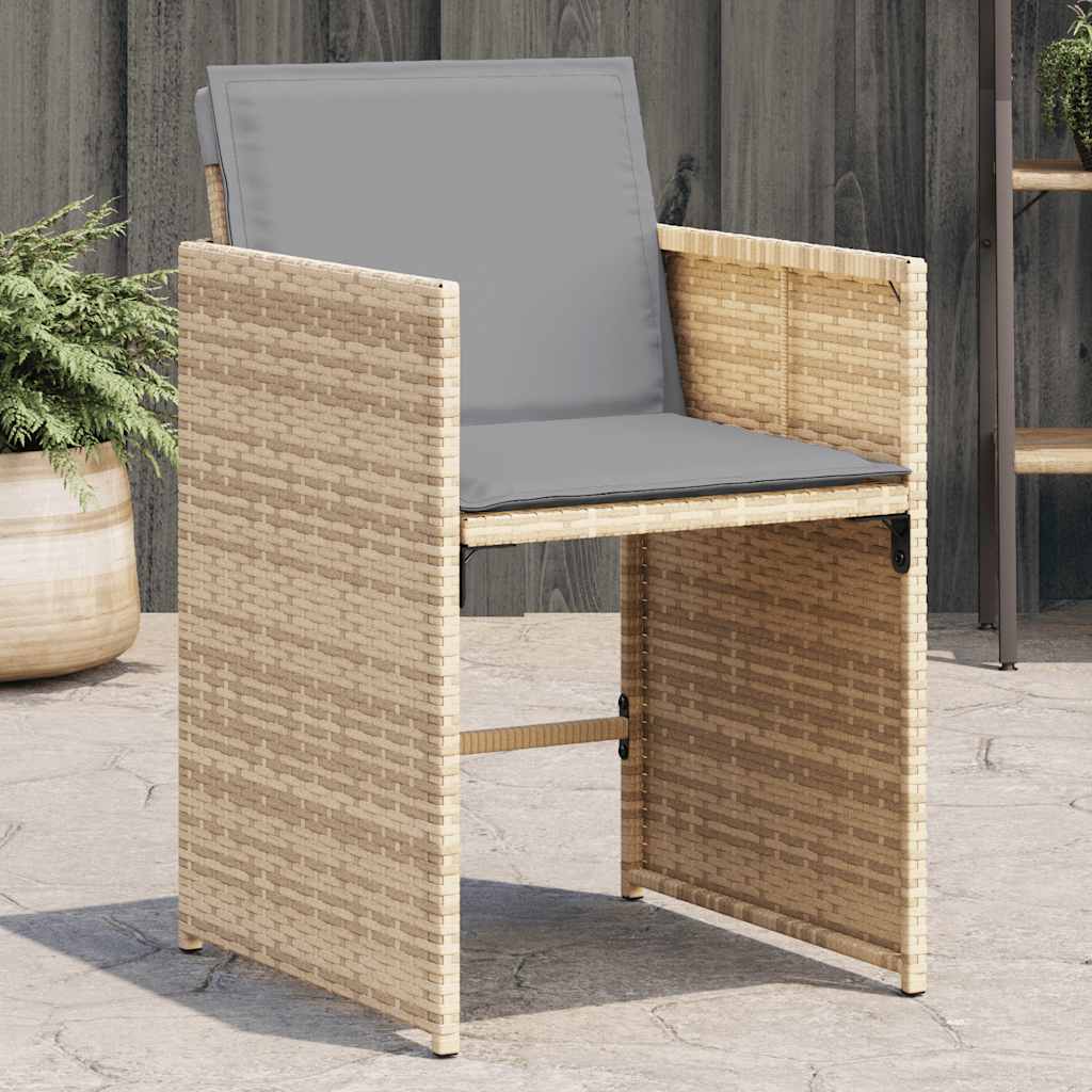 vidaXL Tuinstoelen 4 st met kussens poly rattan zwart