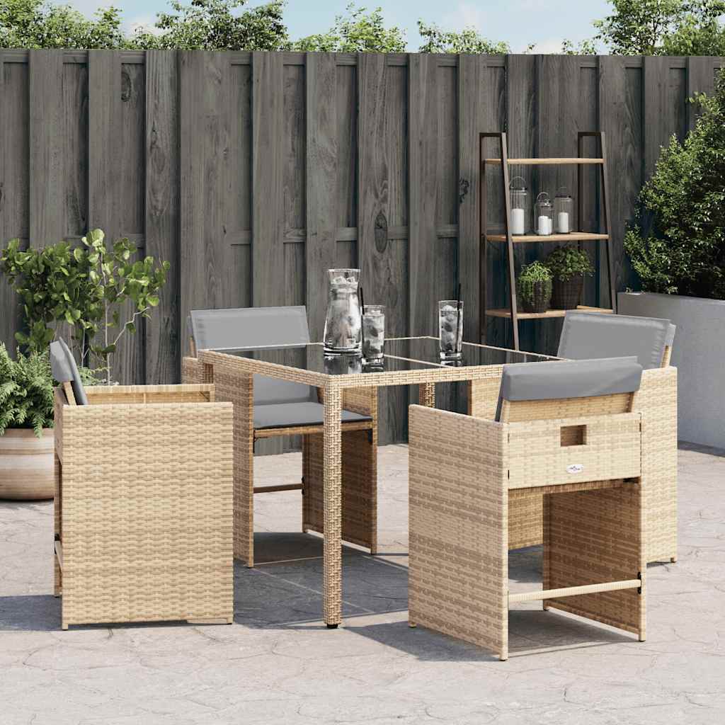 vidaXL Tuinstoelen 4 st met kussens poly rattan zwart