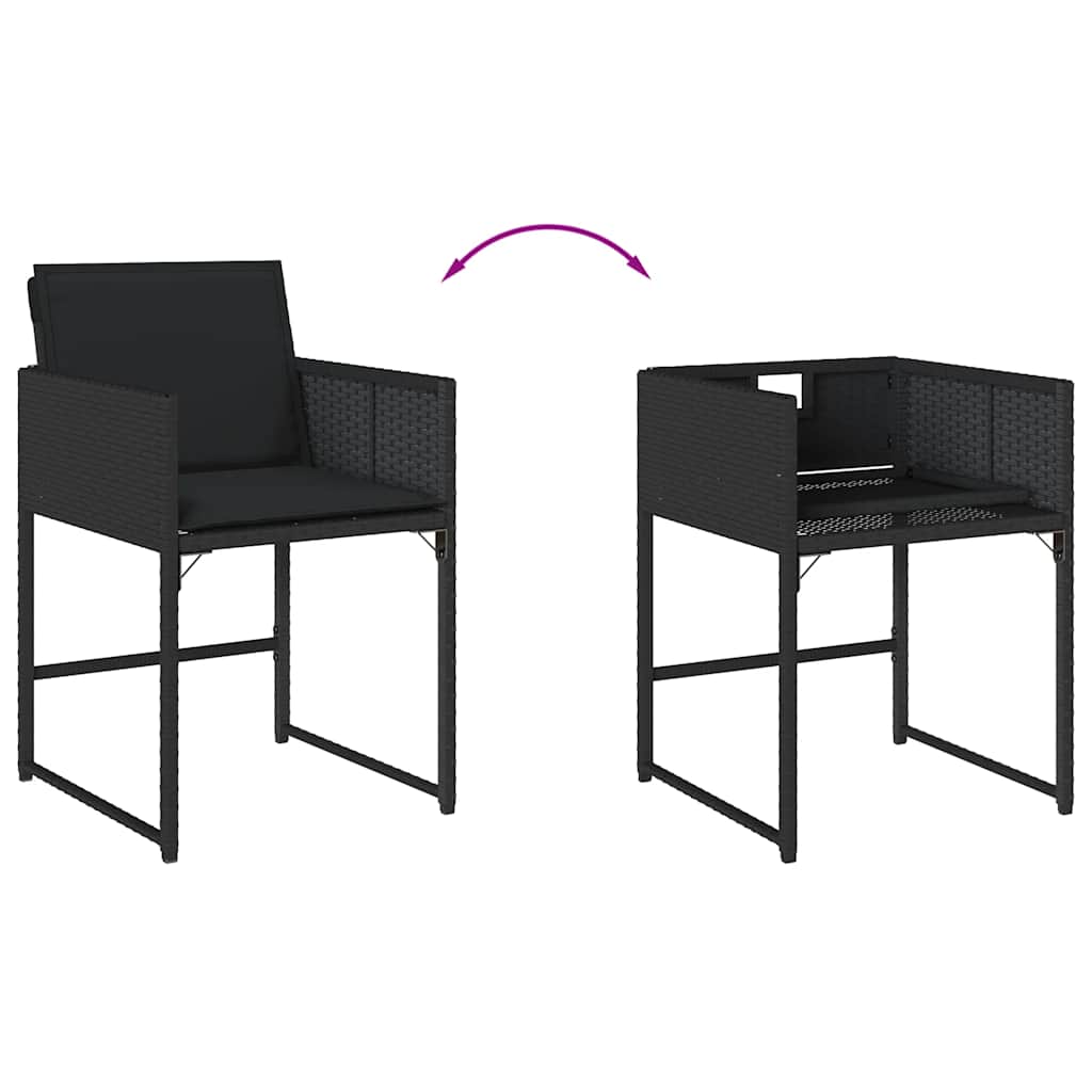 vidaXL Tuinstoelen 4 st met kussens poly rattan zwart
