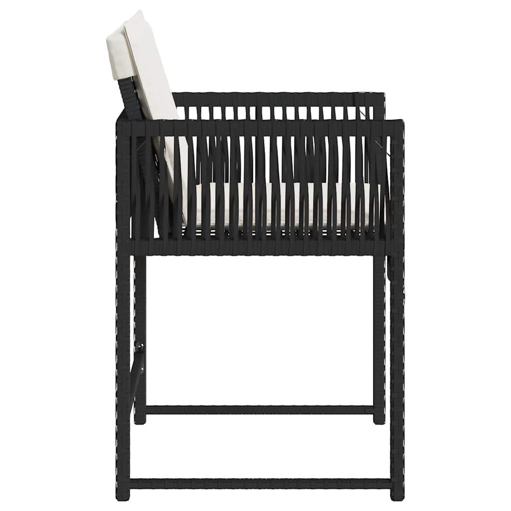 vidaXL Tuinstoelen 4 st met kussens poly rattan zwart