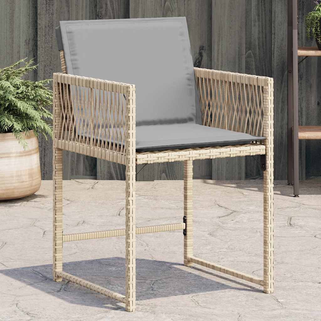 vidaXL Tuinstoelen 4 st met kussens poly rattan zwart
