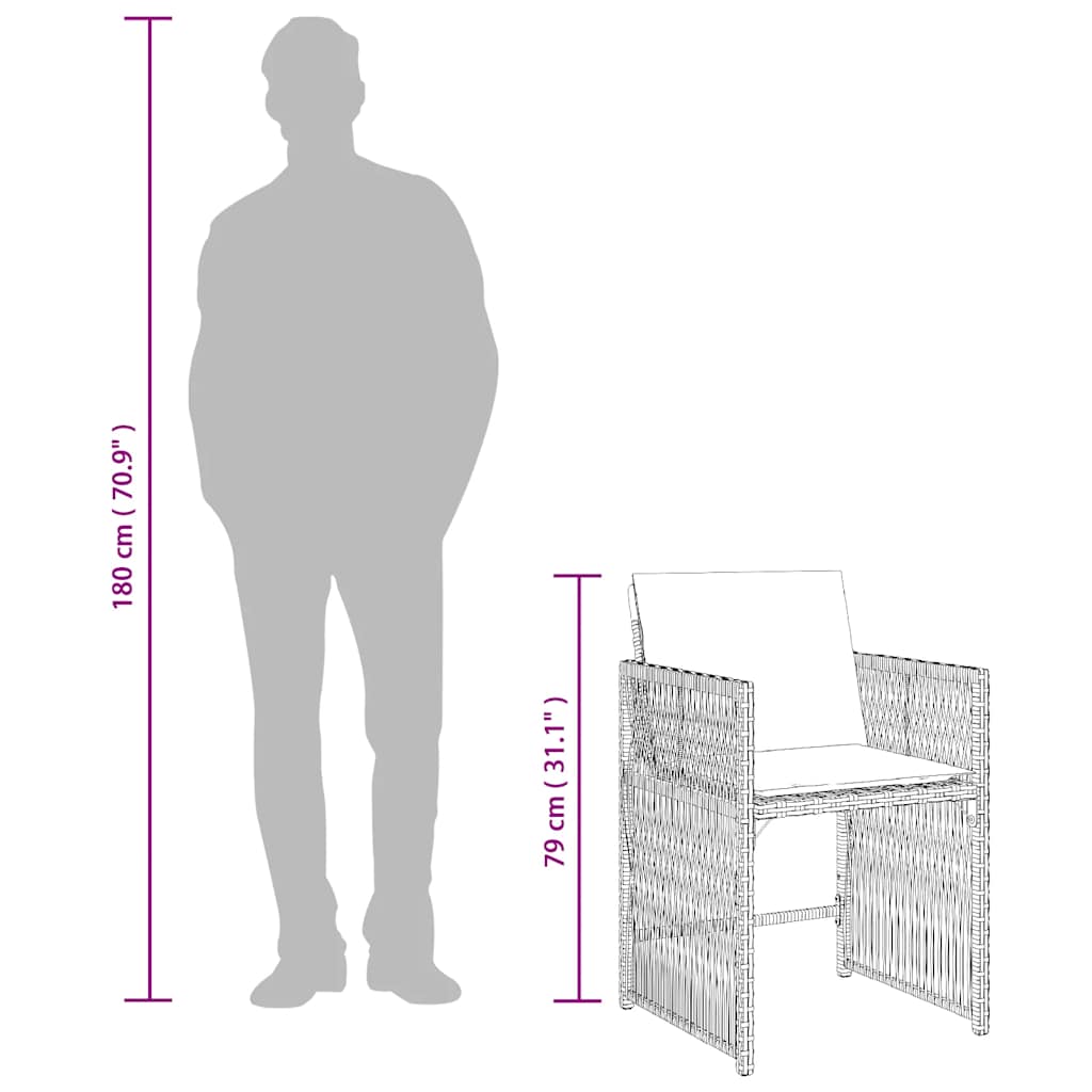 vidaXL Tuinstoelen 4 st met kussens poly rattan zwart