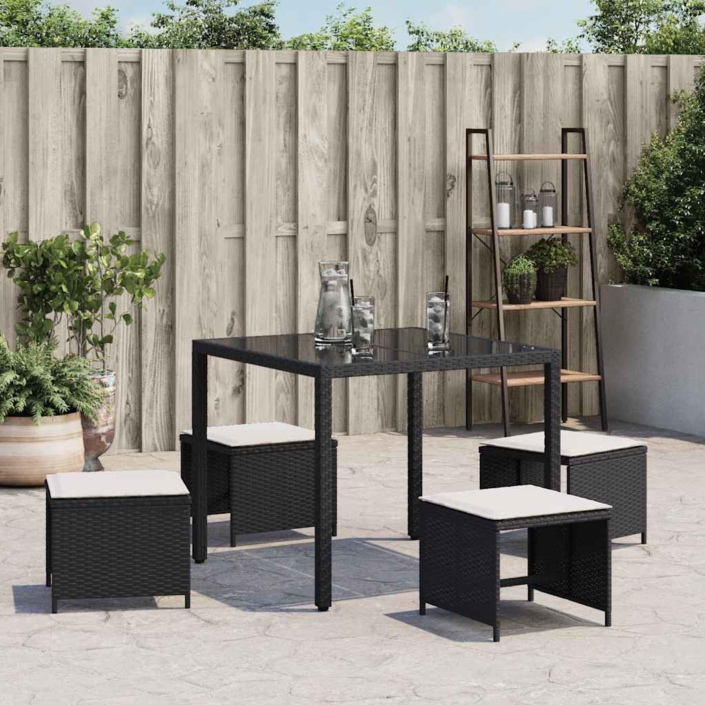 vidaXL Tuinkrukken 4 st met kussens 41x41x36 cm poly rattan zwart