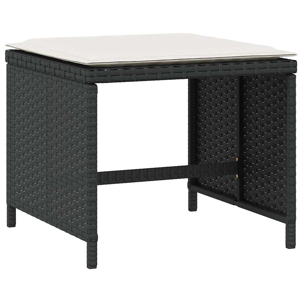vidaXL Tuinkrukken 4 st met kussens 41x41x36 cm poly rattan zwart