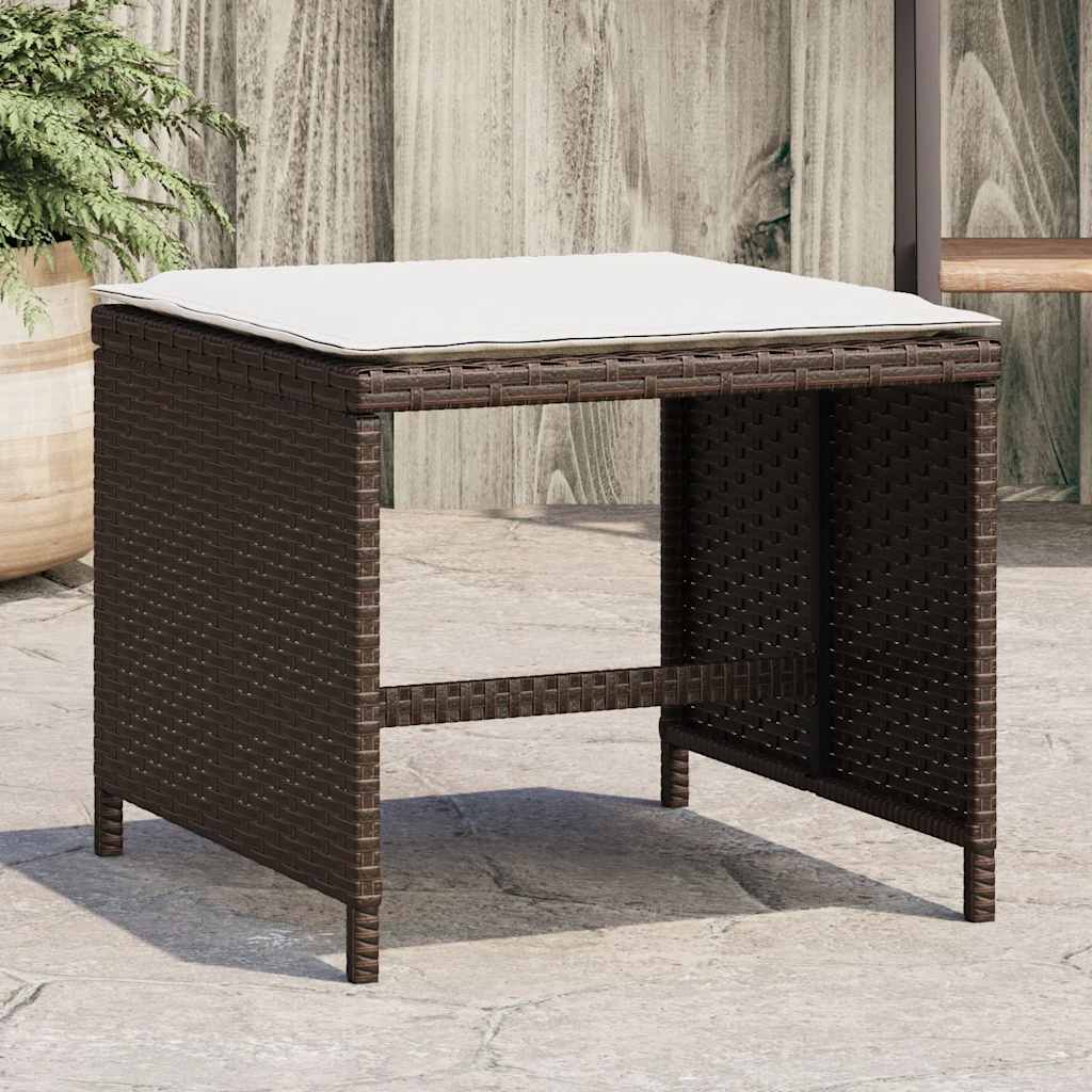 vidaXL Tuinkrukken 4 st met kussens 41x41x36 cm poly rattan zwart