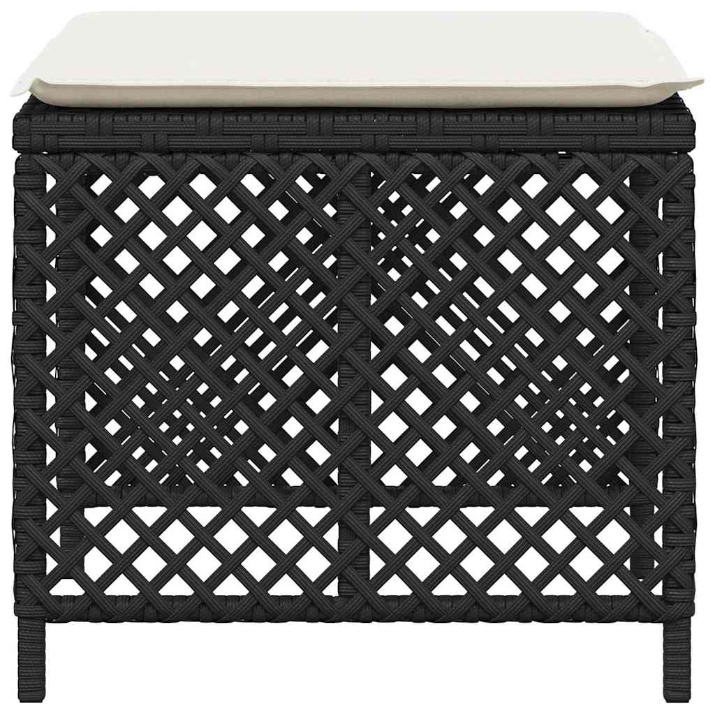 vidaXL Garden Stools 4 pcs with cushions 41x41x36 cm poly rattan black