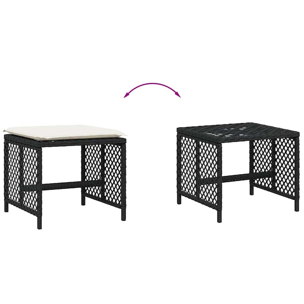 vidaXL Garden Stools 4 pcs with cushions 41x41x36 cm poly rattan black