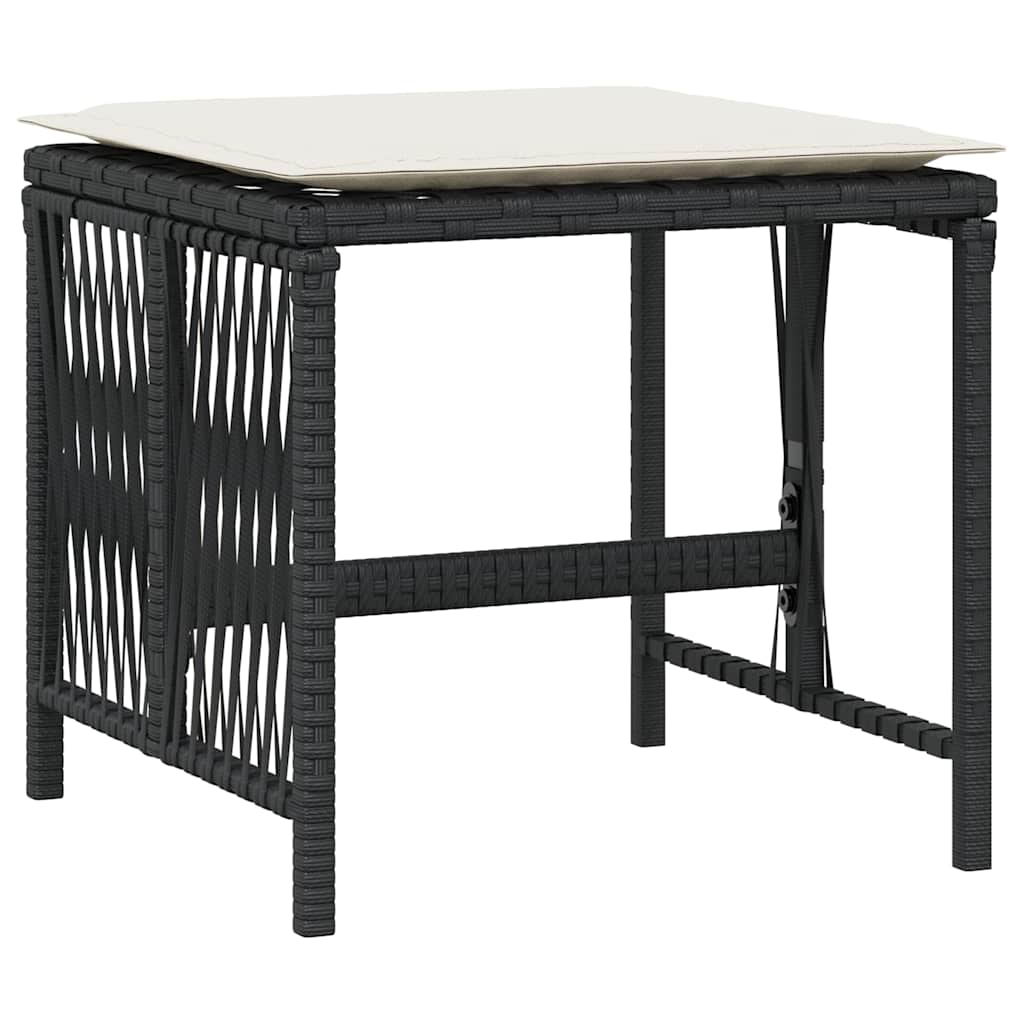 vidaXL Tuinkrukken 4 st met kussens 41x41x36 cm poly rattan zwart