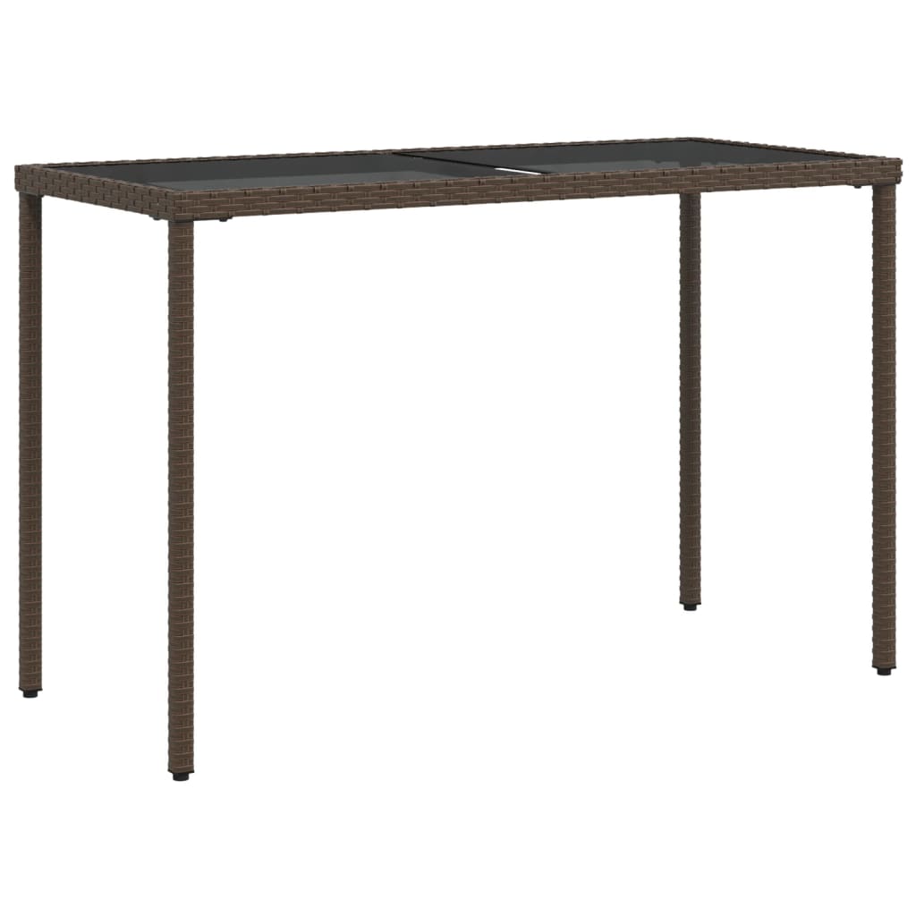 vidaXL Tuintafel met glazen blad 115x54x74 cm poly rattan zwart