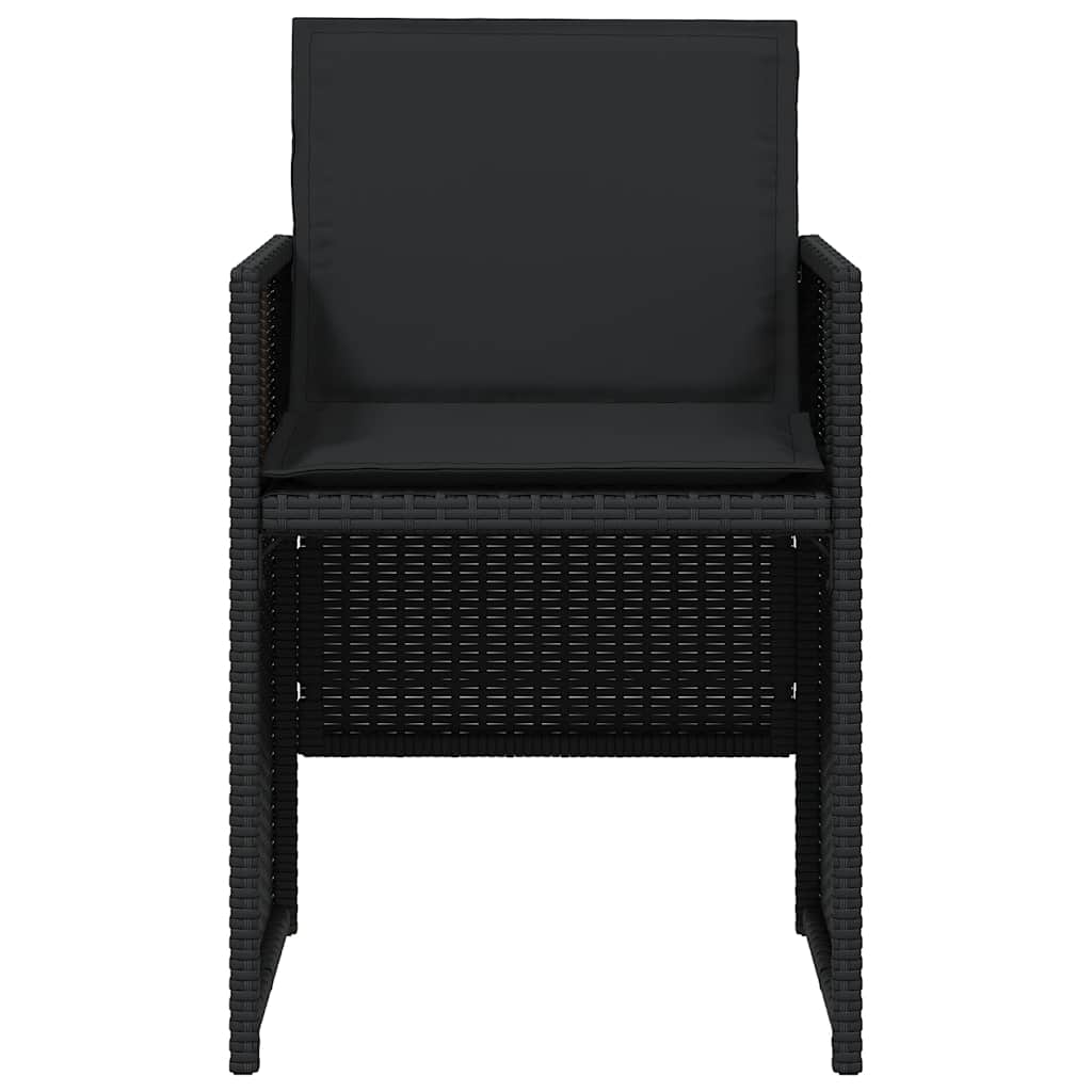 vidaXL 5-delige Tuinset met kussens poly rattan zwart