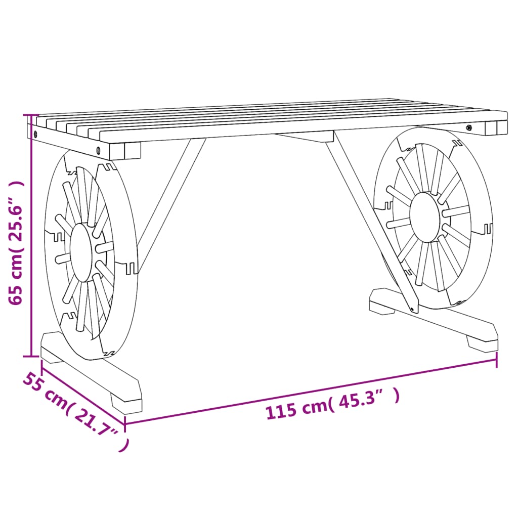 vidaXL Garden Table 115x55x65 cm Solid Spruce Wood