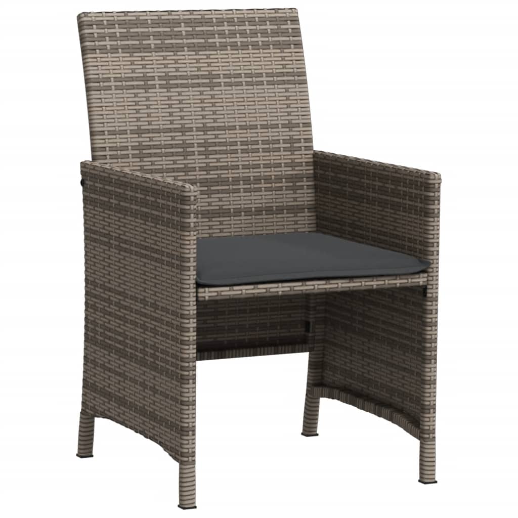 vidaXL 3-delige Bistroset met kussens poly rattan zwart