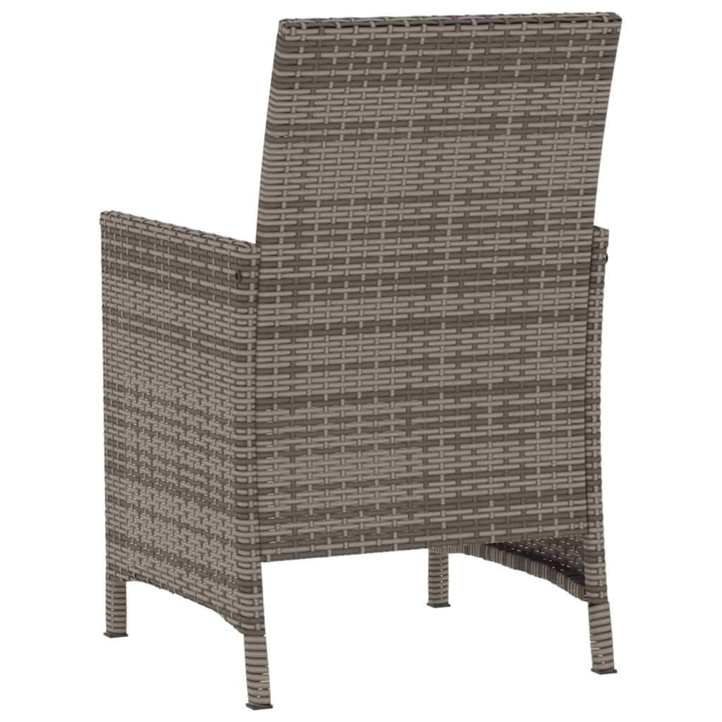 vidaXL 3-delige Bistroset met kussens poly rattan zwart