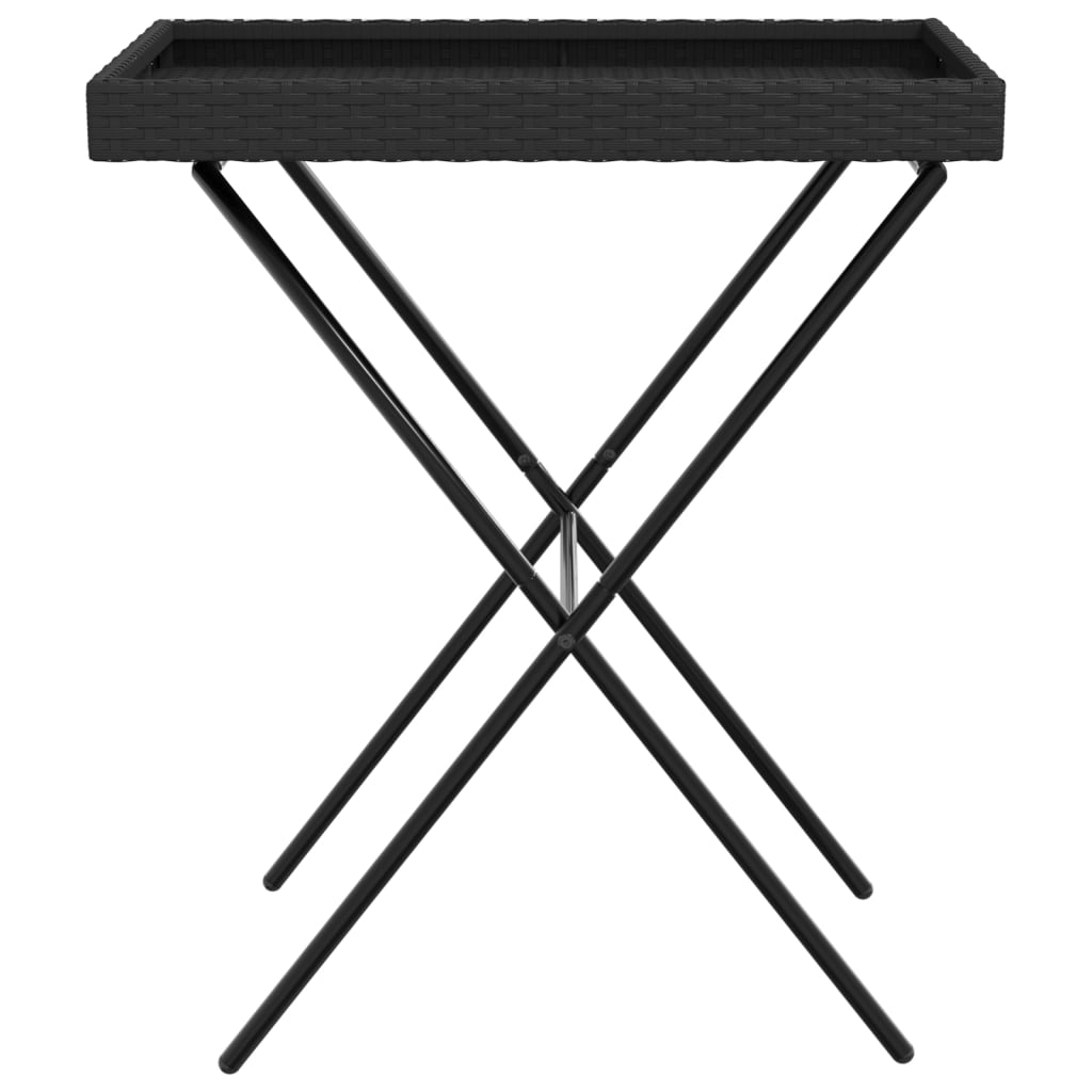 vidaXL Dienbladtafel inklapbaar 65x40x75 cm poly rattan zwart