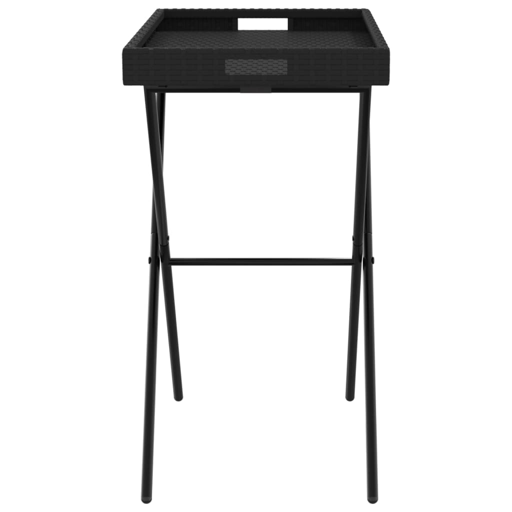 vidaXL Dienbladtafel inklapbaar 65x40x75 cm poly rattan zwart