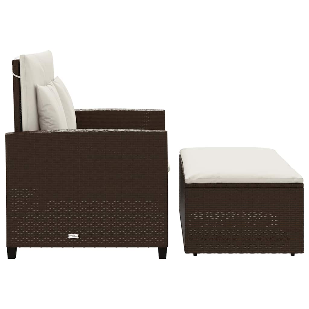 vidaXL Tuinbank 2-zits met kussens poly rattan zwart