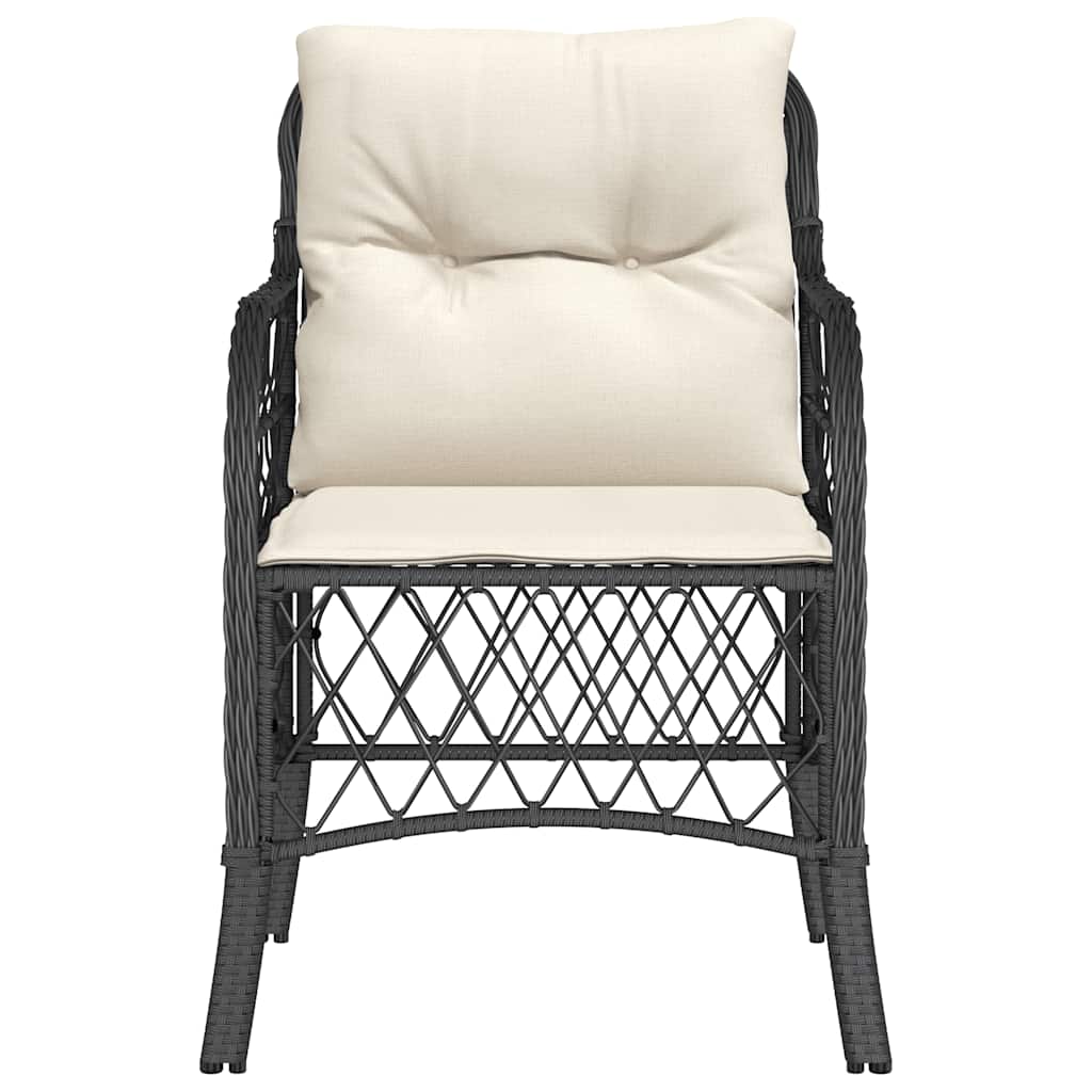 vidaXL Tuinstoelen 2 st met kussens poly rattan zwart