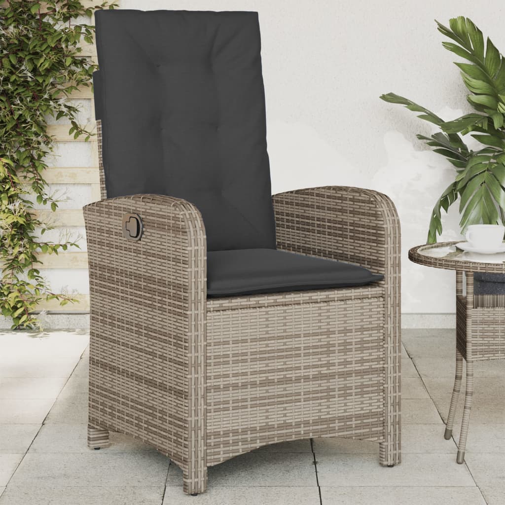 vidaXL Adjustable Garden Chair with Cushions Poly Rattan Black
