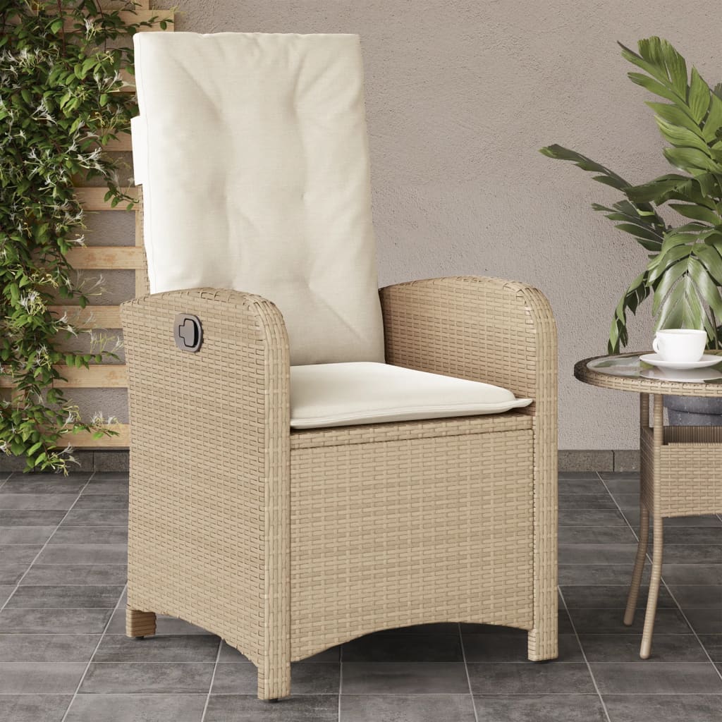 vidaXL Adjustable Garden Chair with Cushions Poly Rattan Black
