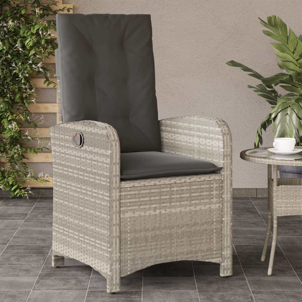 vidaXL Adjustable Garden Chair with Cushions Poly Rattan Black