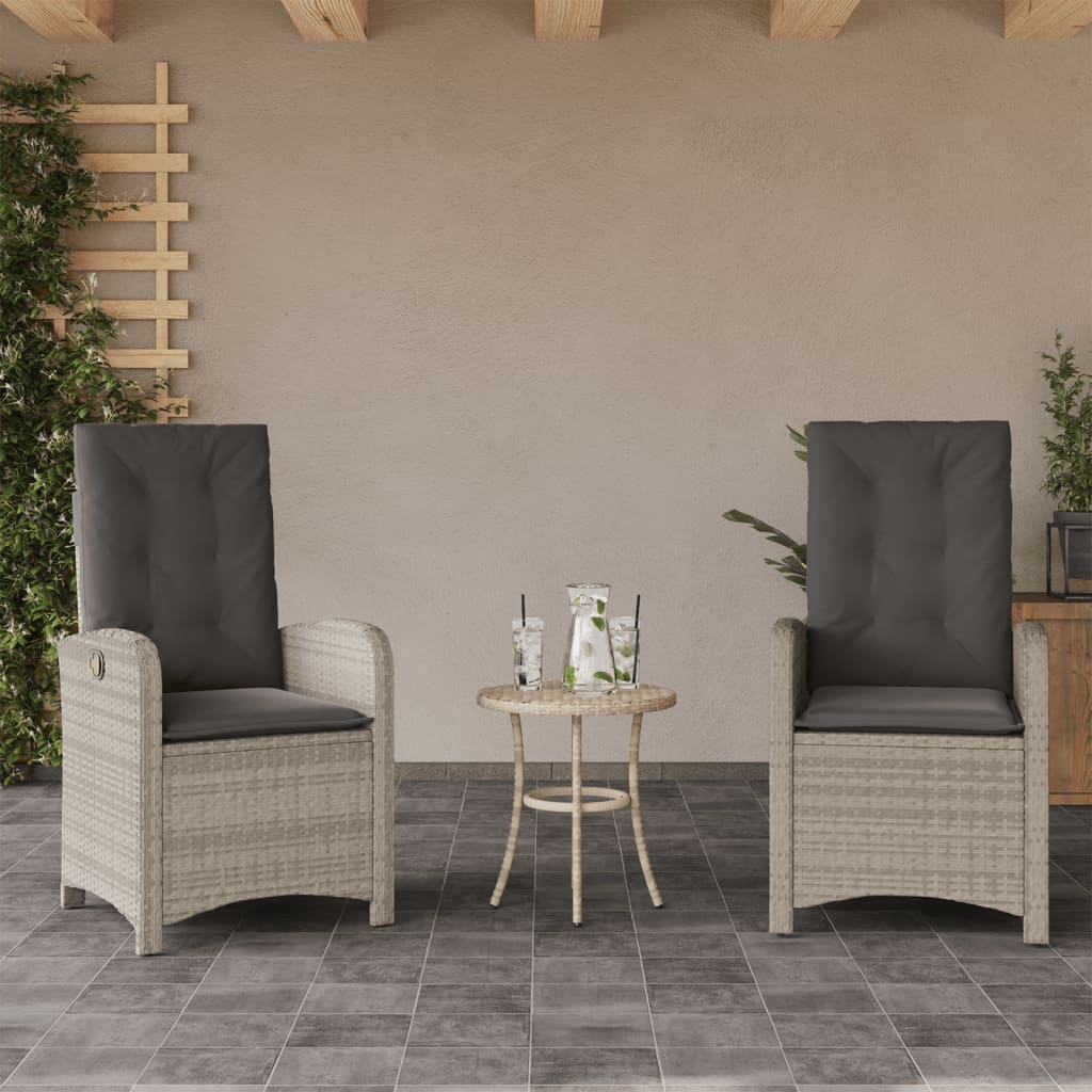 vidaXL Adjustable Garden Chair with Cushions Poly Rattan Black