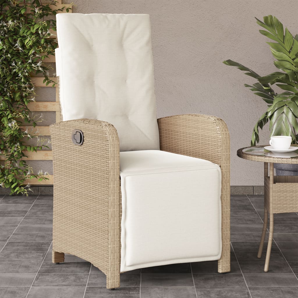 vidaXL Adjustable Garden Chair with Footrest Poly Rattan Black