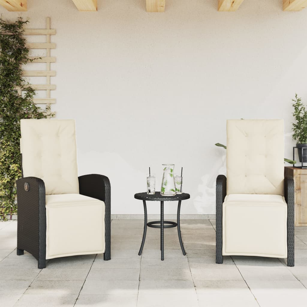 vidaXL Adjustable Garden Chair with Footrest Poly Rattan Black