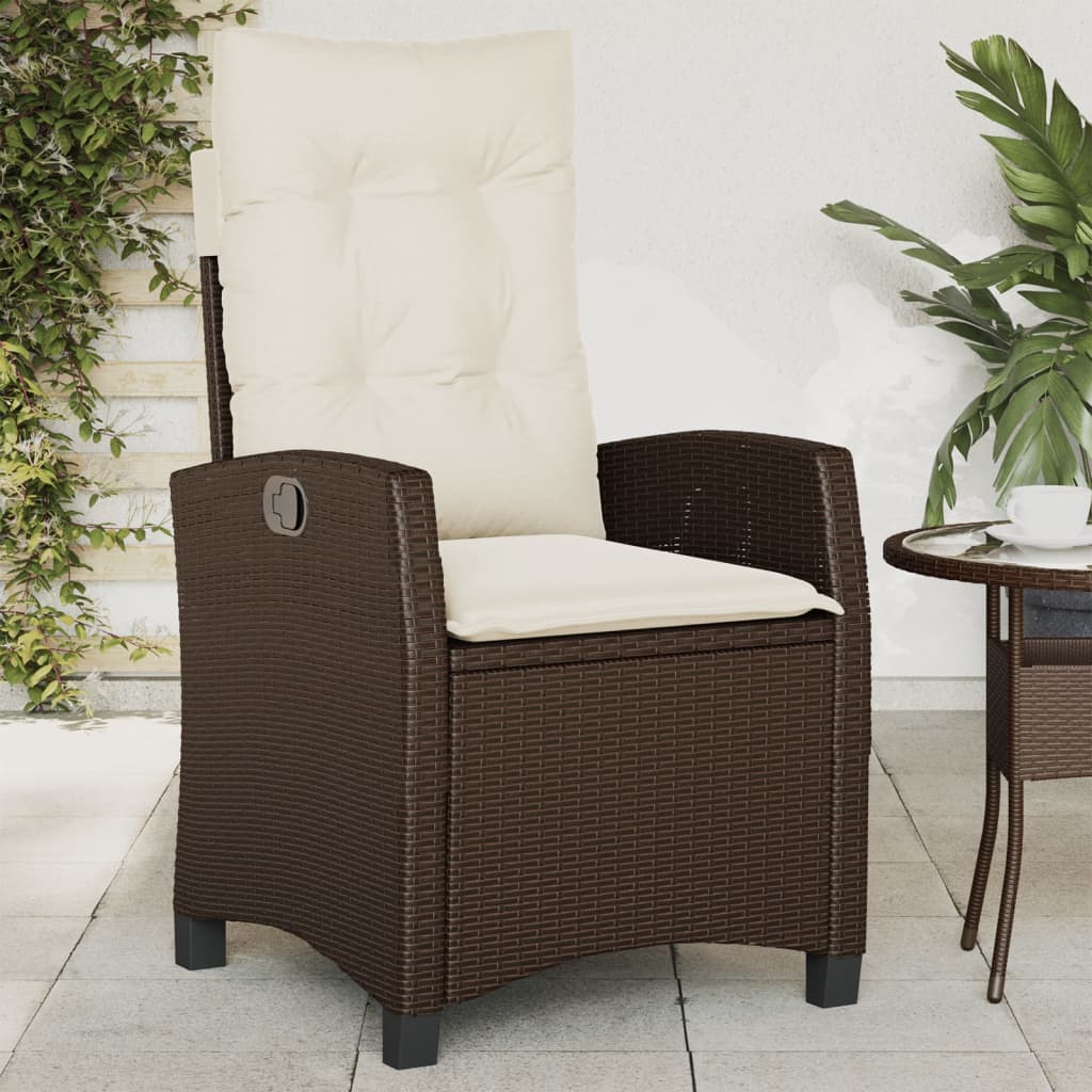 vidaXL Tuinstoel verstelbaar met kussens poly rattan zwart
