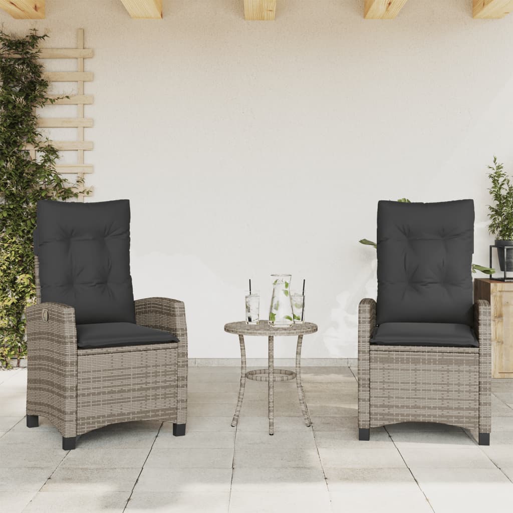 vidaXL Tuinstoel verstelbaar met kussens poly rattan zwart