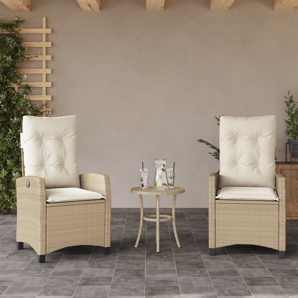 vidaXL 3-delige Bistroset met kussens poly rattan zwart